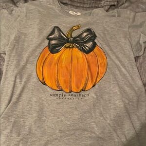 Simply Southern Gray and Orange Pumpkin Tee